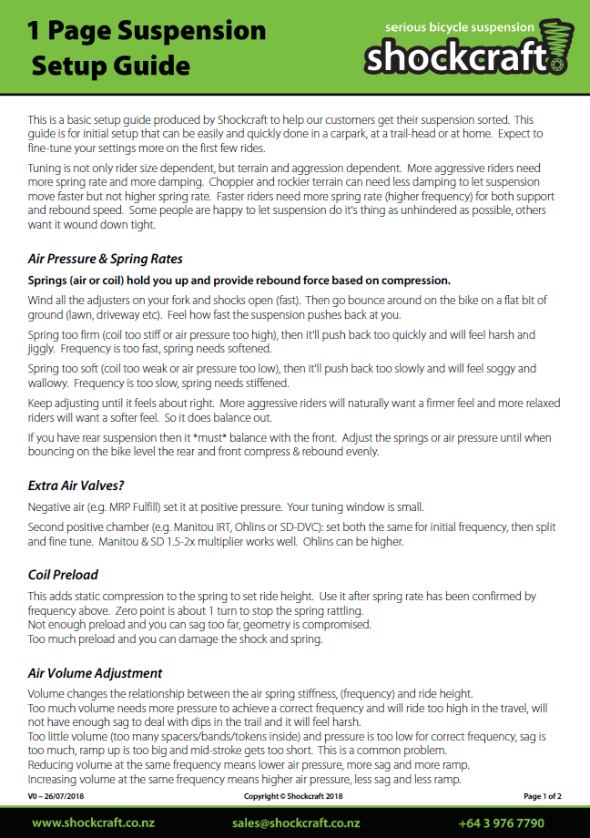 Shockcraft 1 Page Suspension Setup Guide