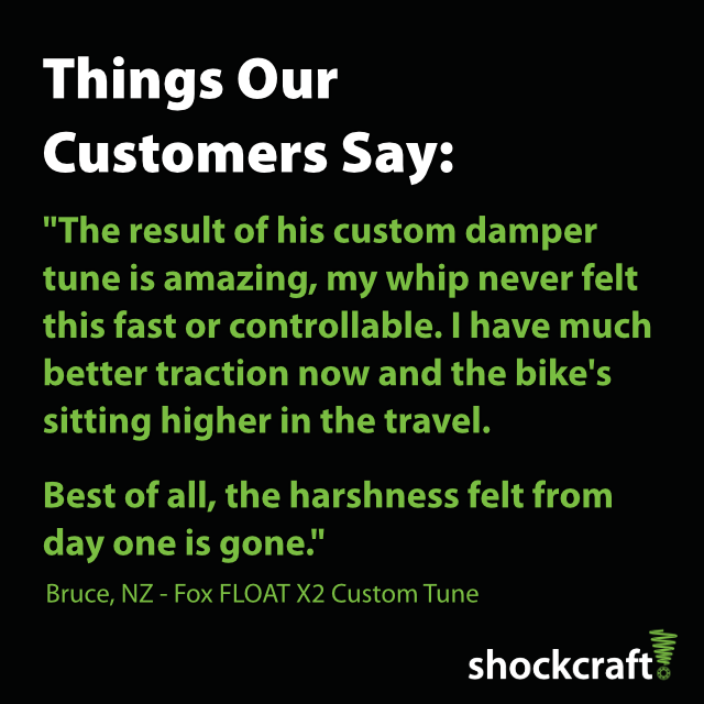 Things Our Customers Say - Rear Shock Tuning