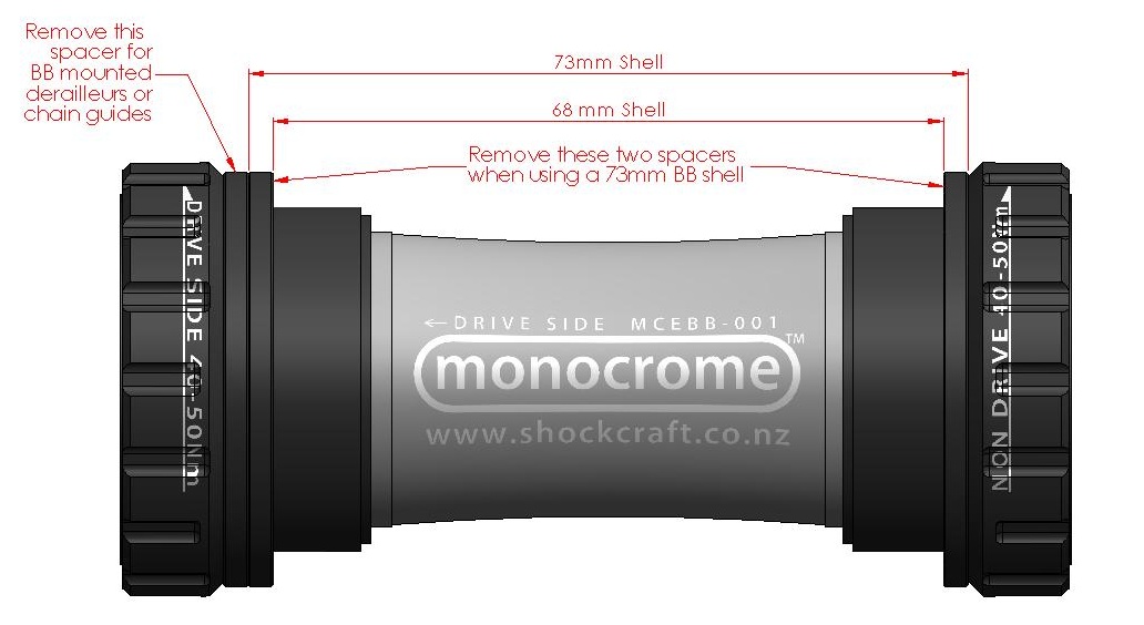 Spacer Diagram for MTB External Bottom Brackets